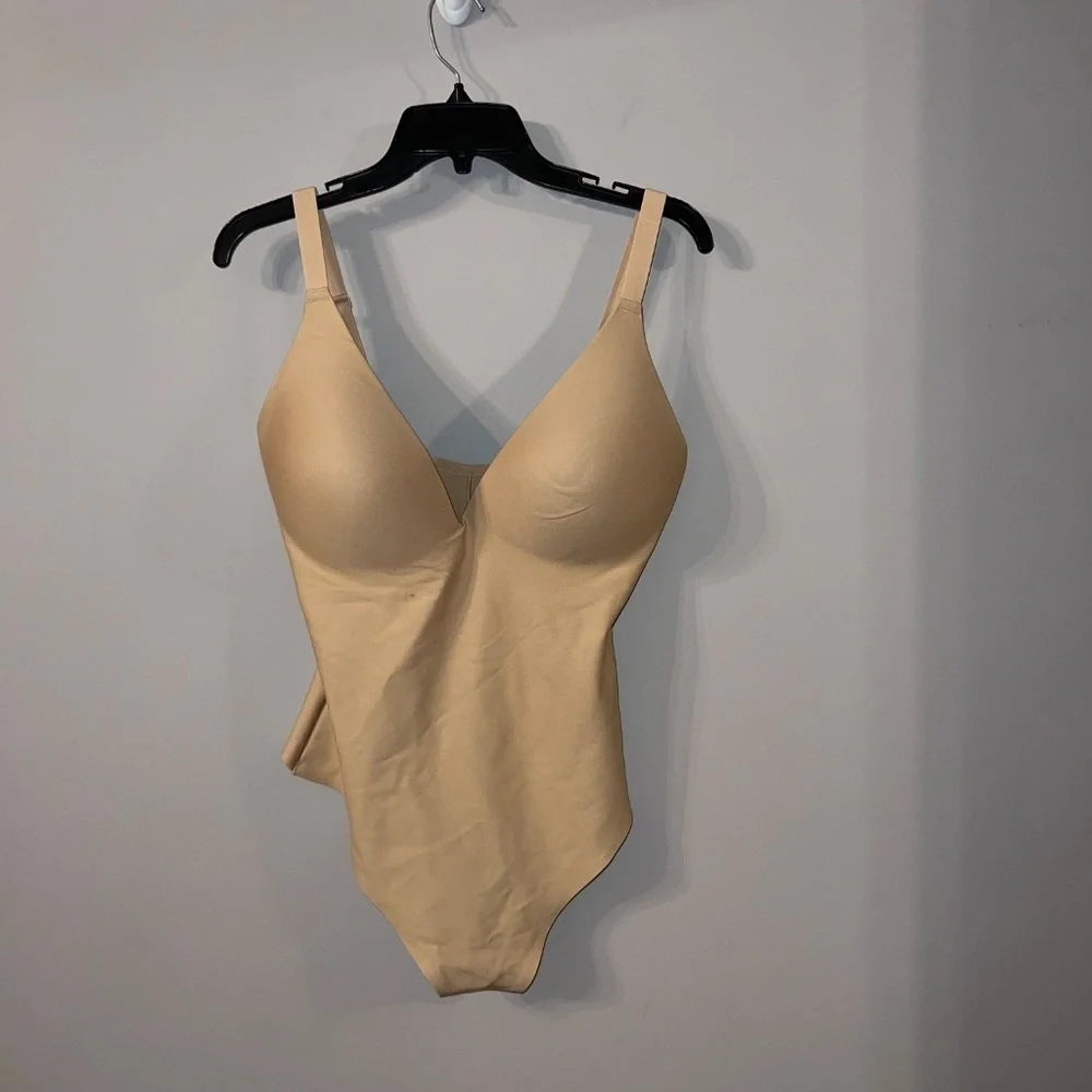 SKIMS UNDERWIRE BODY PUSH-UP THONG BODYSUIT CLAY BEIGE XL